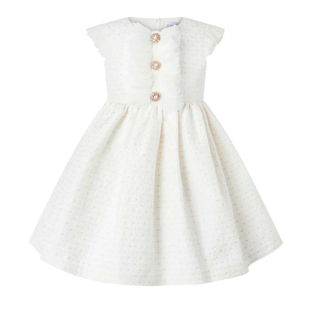 DAISY DAMASK RUFFLE FRONT DRESS